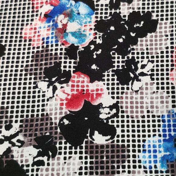 🔺️Express Blue & Floral Checkered Reversible Flowy Sleeveless Top Large - Picture 12 of 13